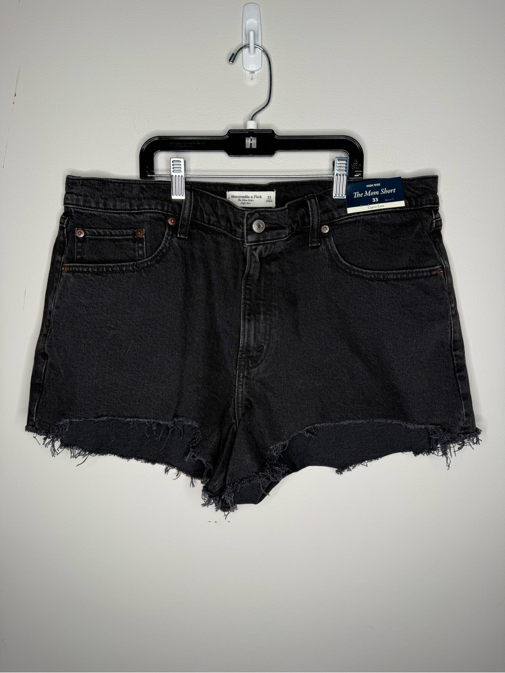 Abercrombie & Fitch Black Distressed Mom Denim Shorts